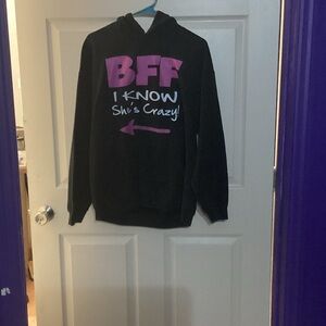 Gildan Black Hoodie with Pink and Purple Print